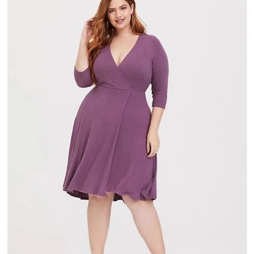 Torrid Purple Faux Wrap Dress size 4